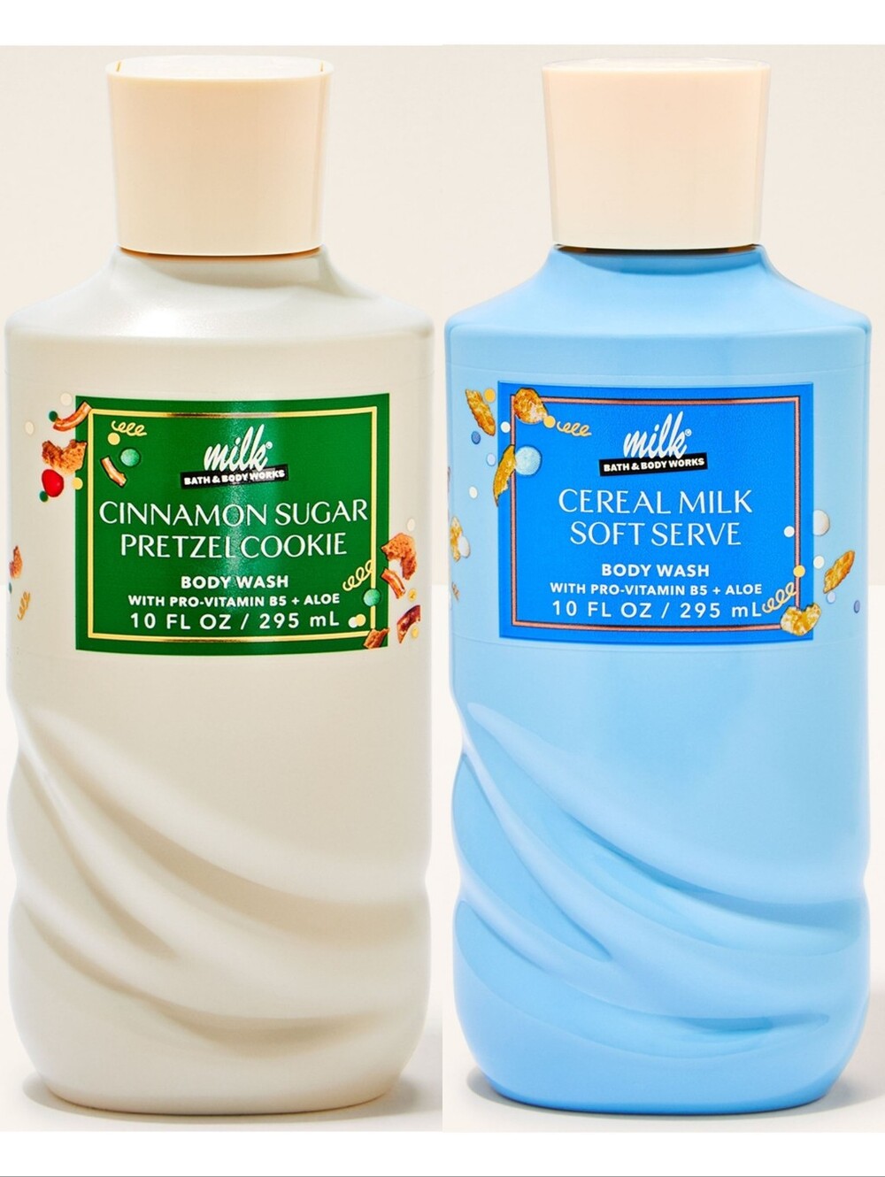 Bath & Body Works Blue & Cream Duo Body Wash - Cereal Milk & Cinnamon Sugar NEW
